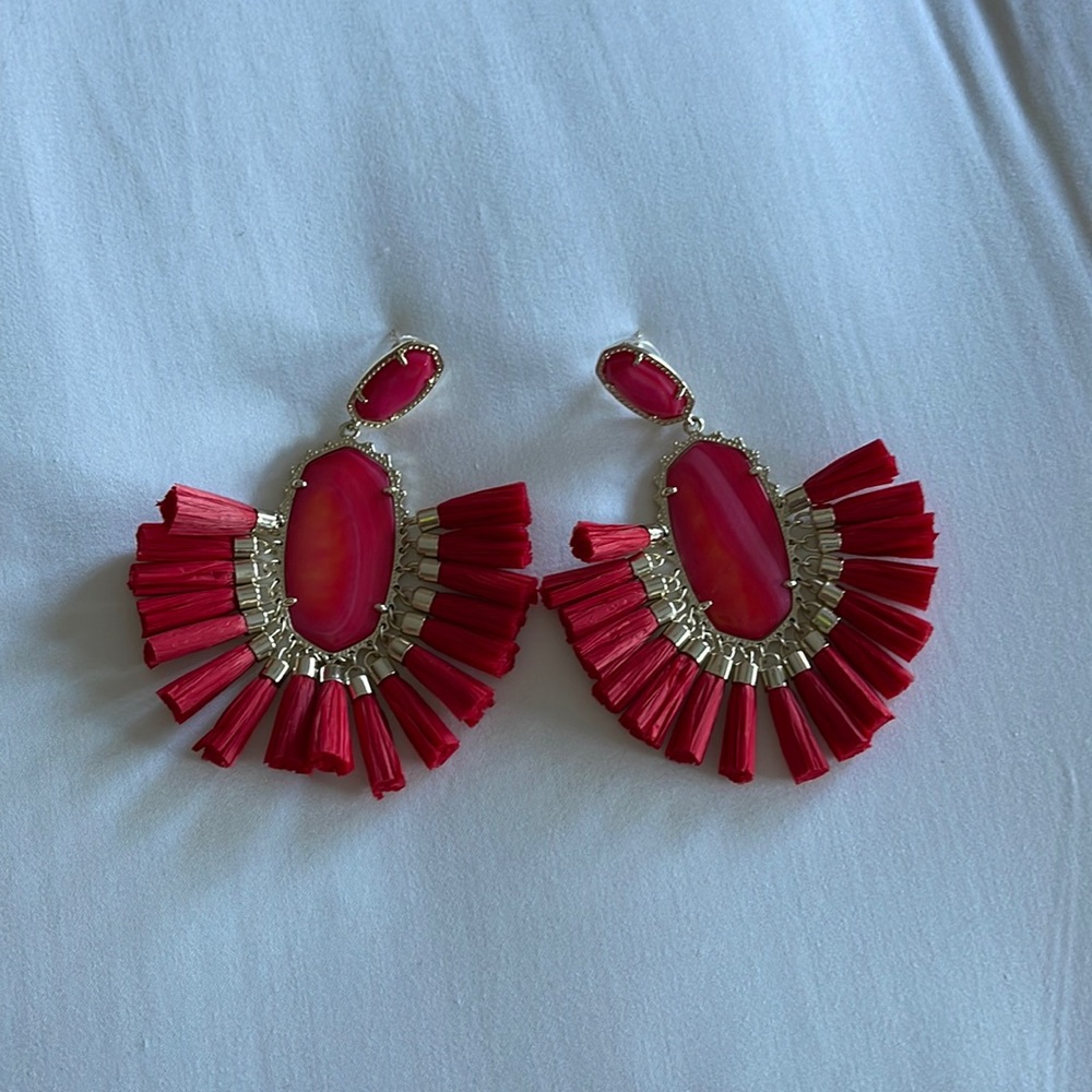 Kendra Scott Jewelry | Christina Raffia Fringe Earrings, Red, one size, NWOT